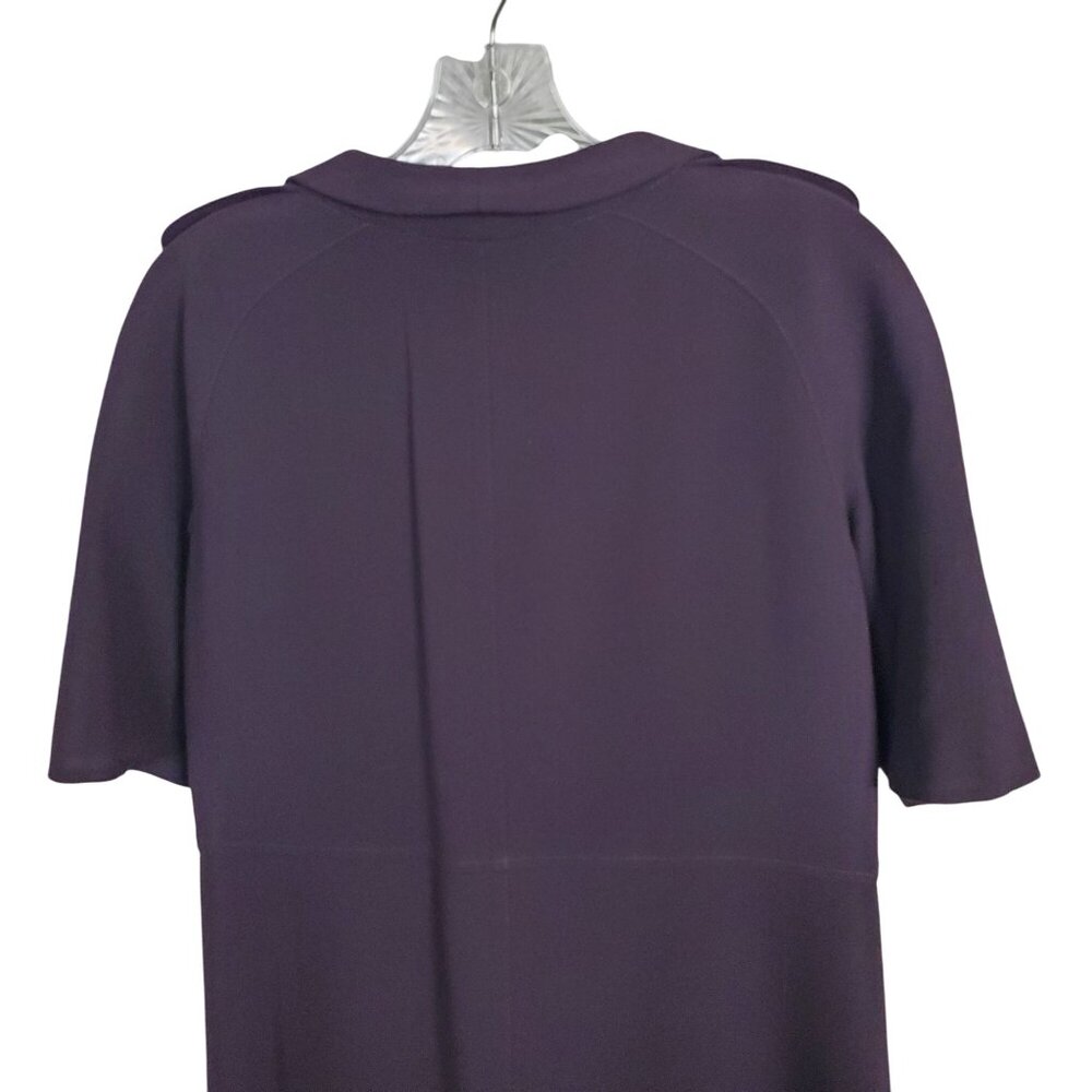 Burberry Size UK 42 US 12 Dress Crepe Wool Sheath Rolled Collar Italy Purple - Picture 9 of 16